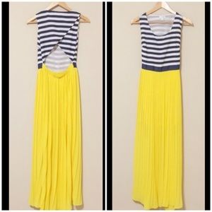 Nautical theme summer maxi dress yellow sexy